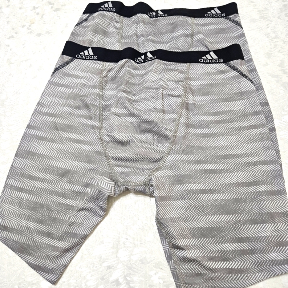 Adidas Men's Black and Gray Patterned Boxer Briefs